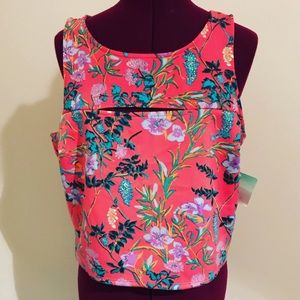 Decree ☀️ crop top tropical pink floral and birds